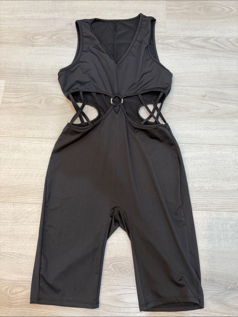 Women’s Black Cutout Jumpsuit with Ring Detail
